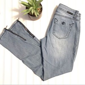 Vintage Y2K Rewash Juniors Capri Denim Pants stripe